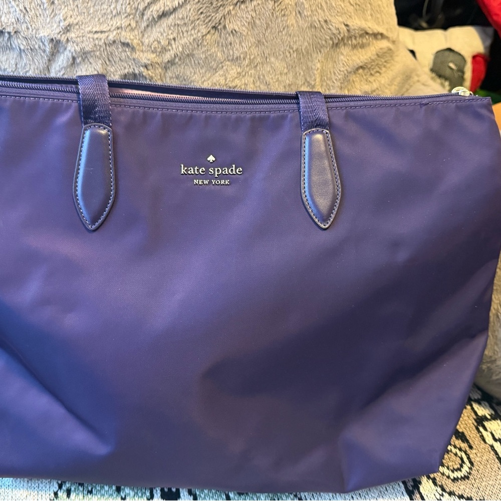 Kate Spade Purple Tote Bag with Leather Trim